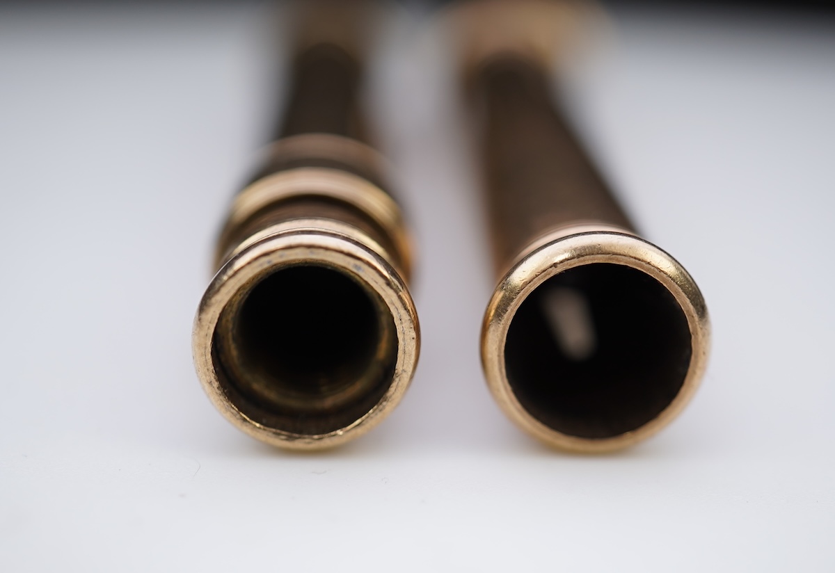 S. Mordan & Co., two 9ct gold propelling pencils